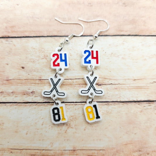 Heated Rivalry Dangle Earrings 24 81 Hockey Sticks Charms White Acrylic Shane Hollander Ilya Rozanov Bookish Jewelry Gift Romance Fans