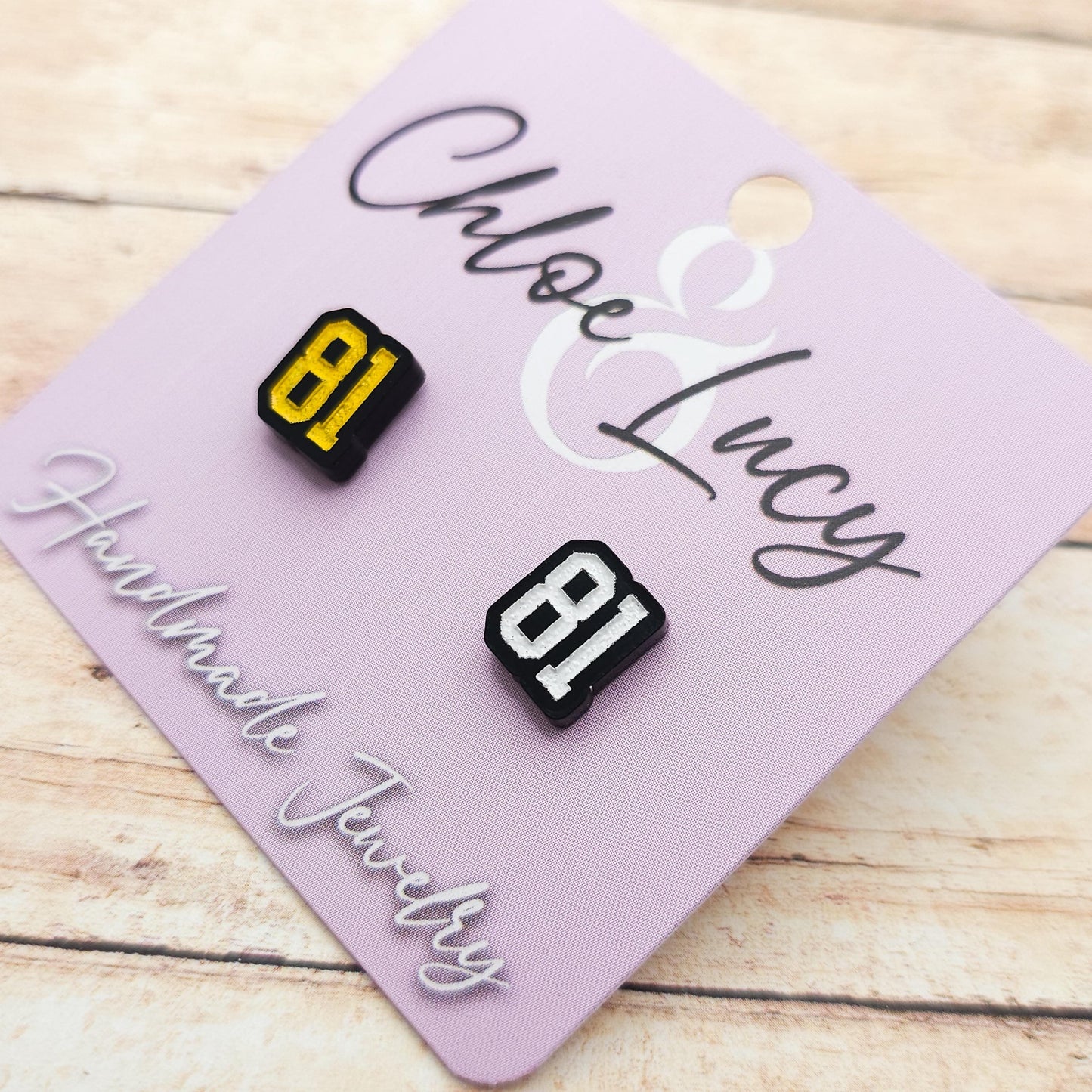 Ilya Rozanov 81 Stud Earrings Black Acrylic Gold White Engraved Heated Rivalry Inspired Hockey Romance Bookish Jewelry Gift Fans