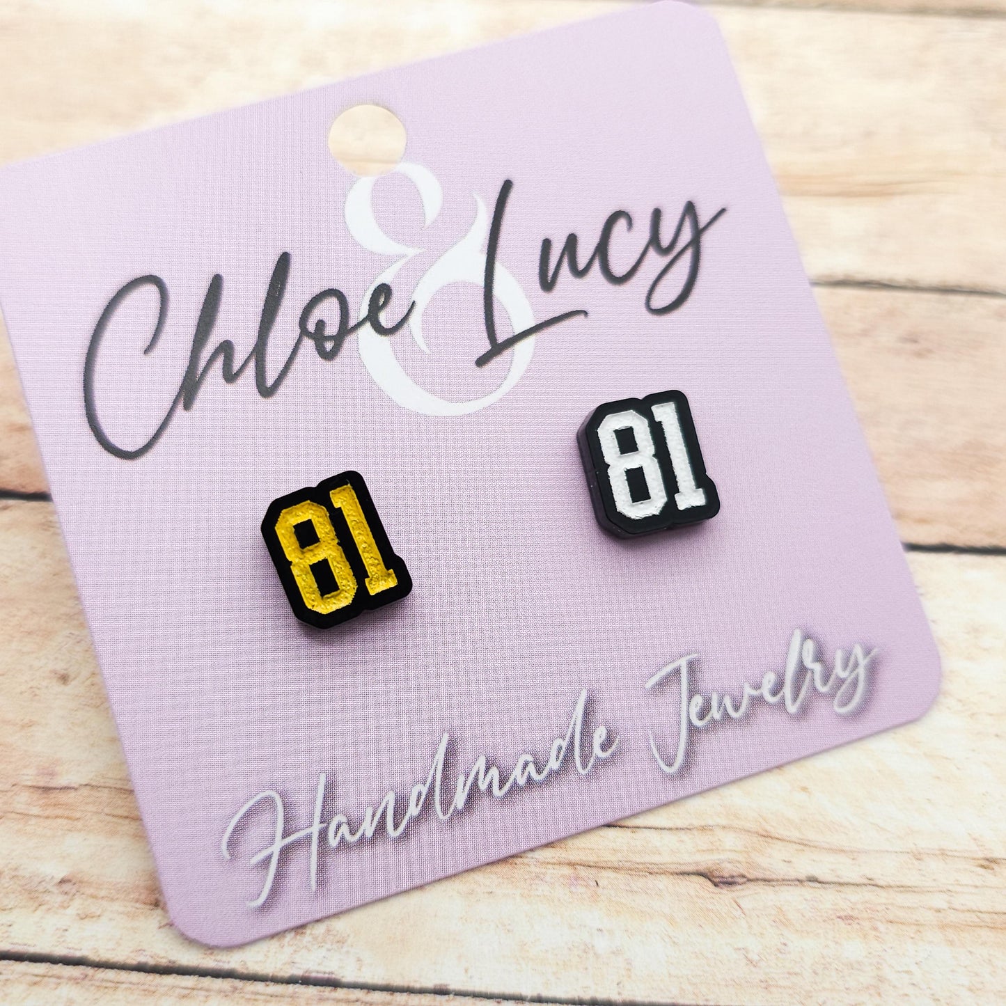 Ilya Rozanov 81 Stud Earrings Black Acrylic Gold White Engraved Heated Rivalry Inspired Hockey Romance Bookish Jewelry Gift Fans