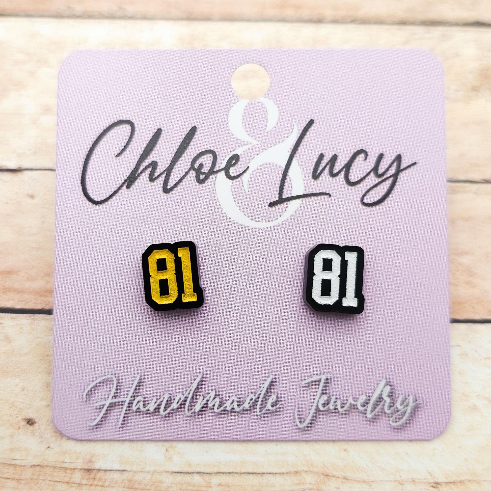 Ilya Rozanov 81 Stud Earrings Black Acrylic Gold White Engraved Heated Rivalry Inspired Hockey Romance Bookish Jewelry Gift Fans