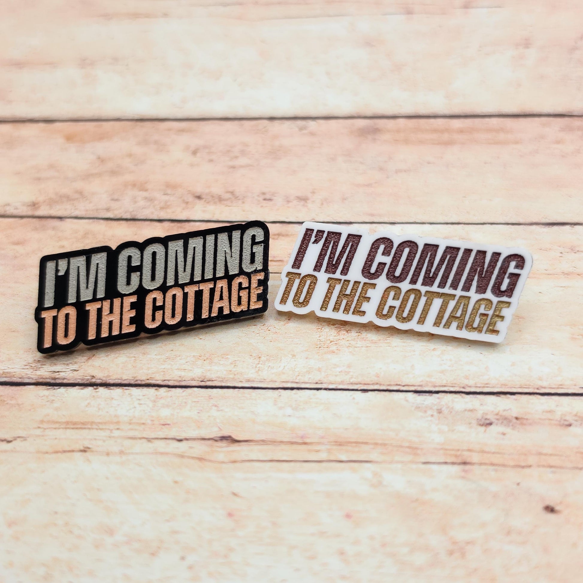 I'm Coming to the Cottage Acrylic Lapel Pin, Engraved Book Quote Pin, Romance Reader Gift, Literary Fandom Accessory, White or Black Acrylic