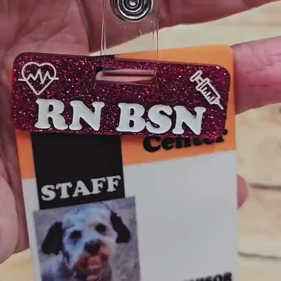 Custom Personalized Over Badge Buddy with Optional Illustrations | Lightweight Badge Tag | Small Badge Topper | Personalized ID Reel