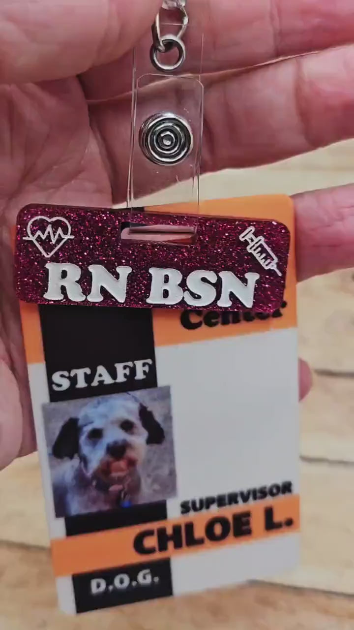 Custom Personalized Over Badge Buddy with Optional Illustrations | Lightweight Badge Tag | Small Badge Topper | Personalized ID Reel