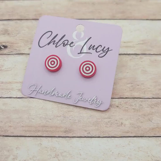 Bullseye Stud Earrings | Red Target Earrings | Archery Gift