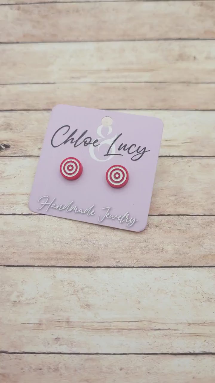 Bullseye Stud Earrings | Red Target Earrings | Archery Gift