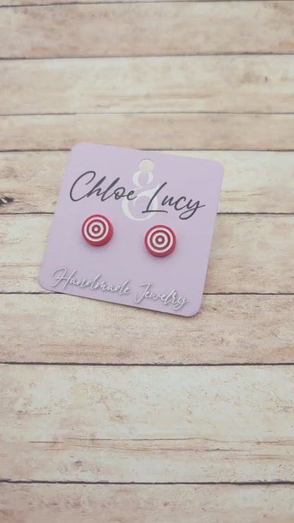 Bullseye Stud Earrings | Red Target Earrings | Archery Gift