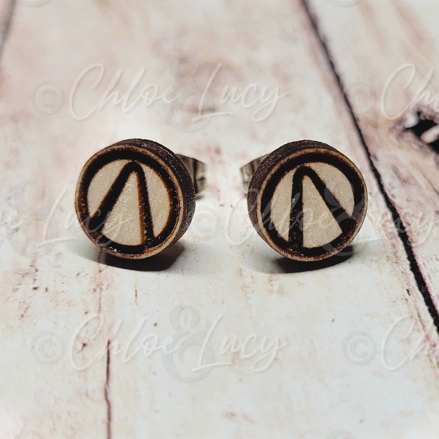 Borderlands Stud Earrings Vault Hunter Logo Wood Studs Gamer Jewelry Hypoallergenic Video Game Geek Nerd Gift Xbox Playstation Cosplay Steel