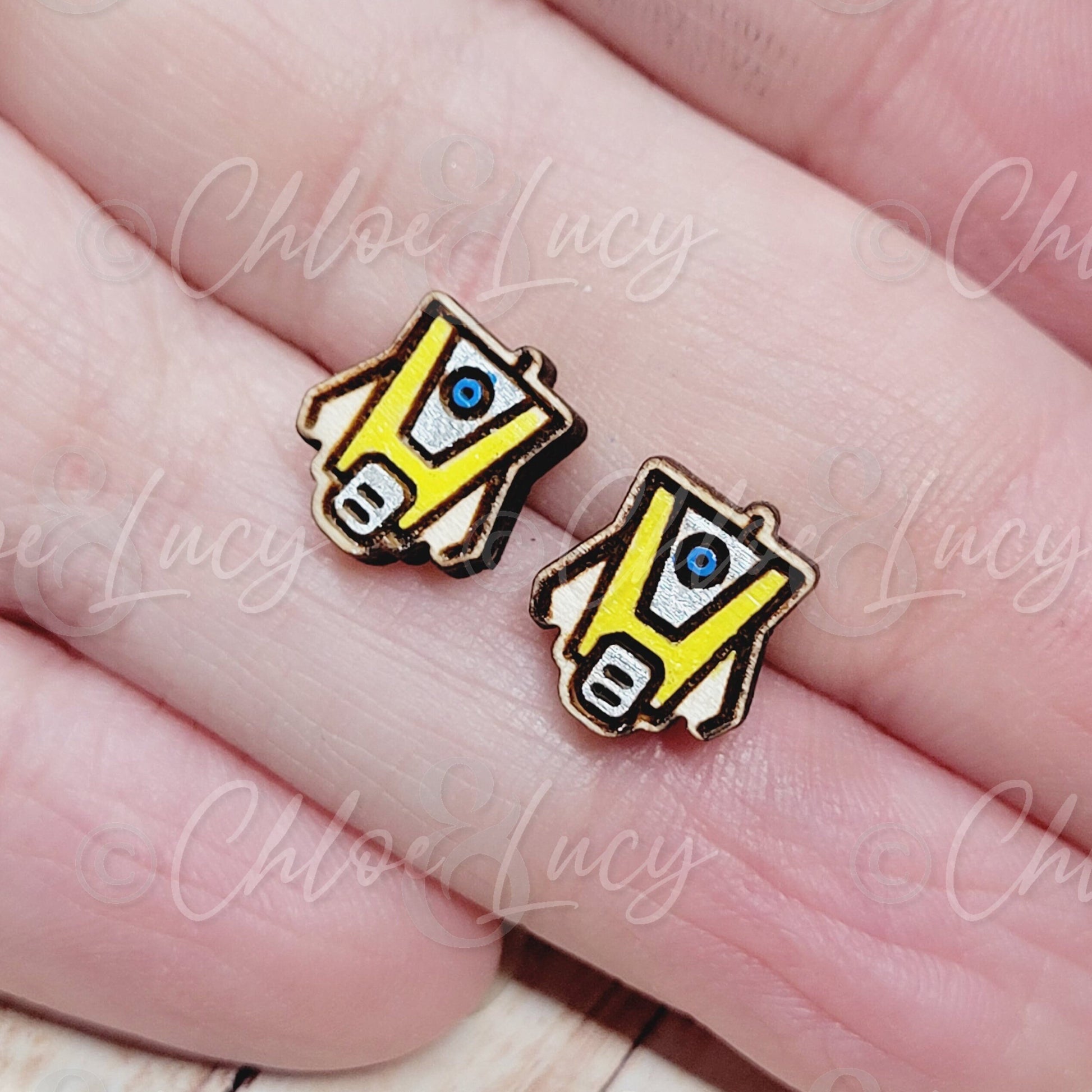 Borderlands Claptrap Stud Earrings CL4P-TP Hyperion Vault Hunter Companion Robot Video Game Cosplay Gaming Gamer Tiny Tina Xbox Playstation